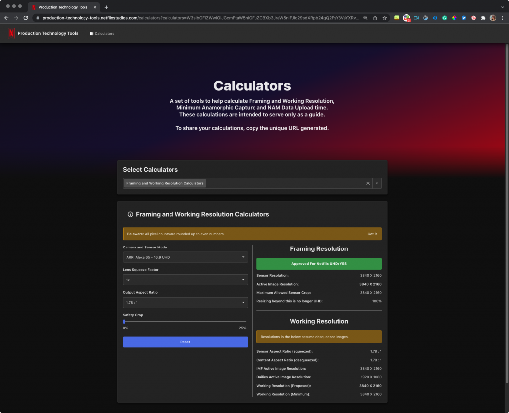 Calculators de Production Technology Tools de Netflix