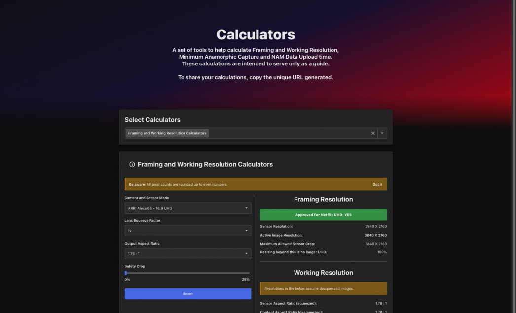 Production Technology Tools de Netflix: calculadoras para producción profesional